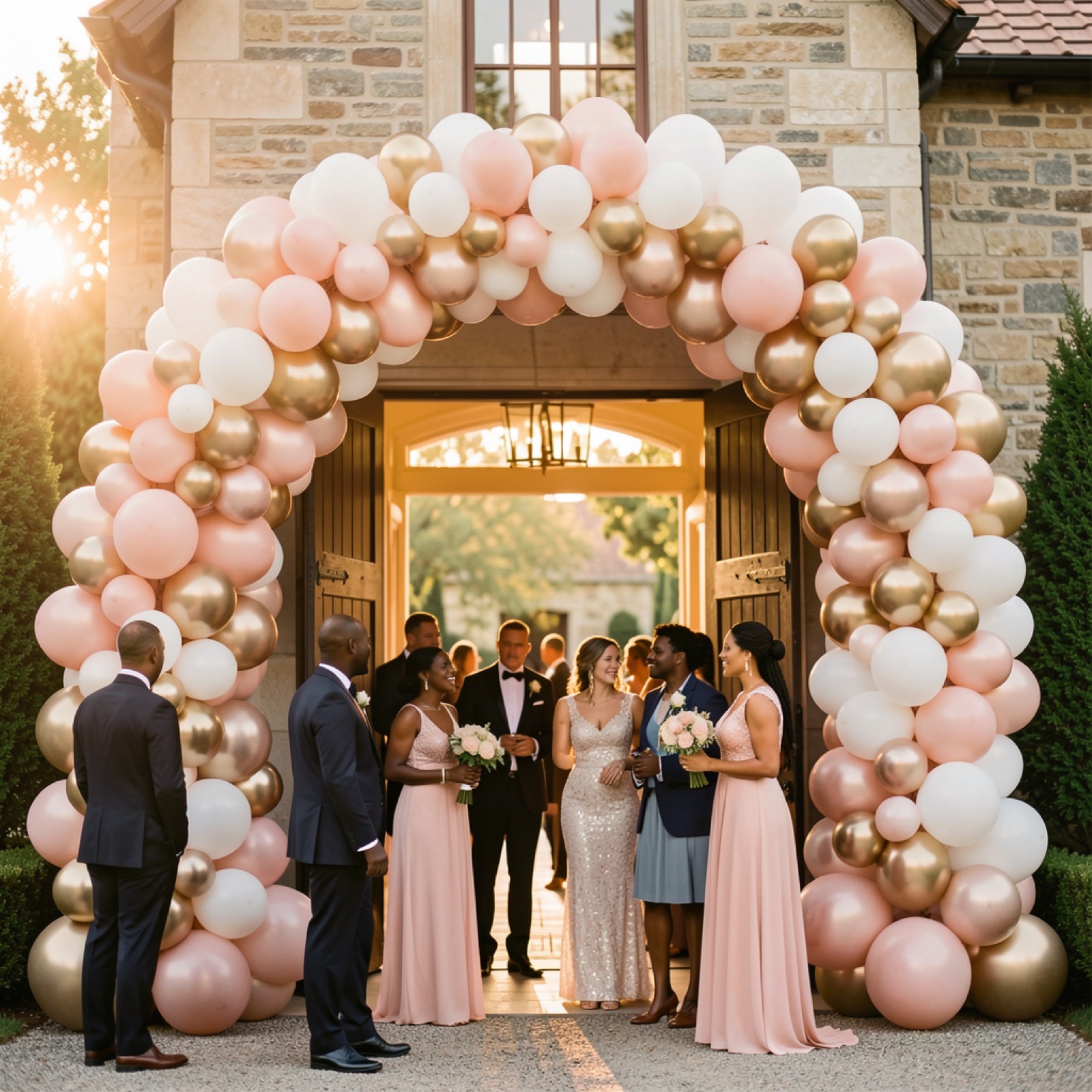 Balloon arch installation at an event