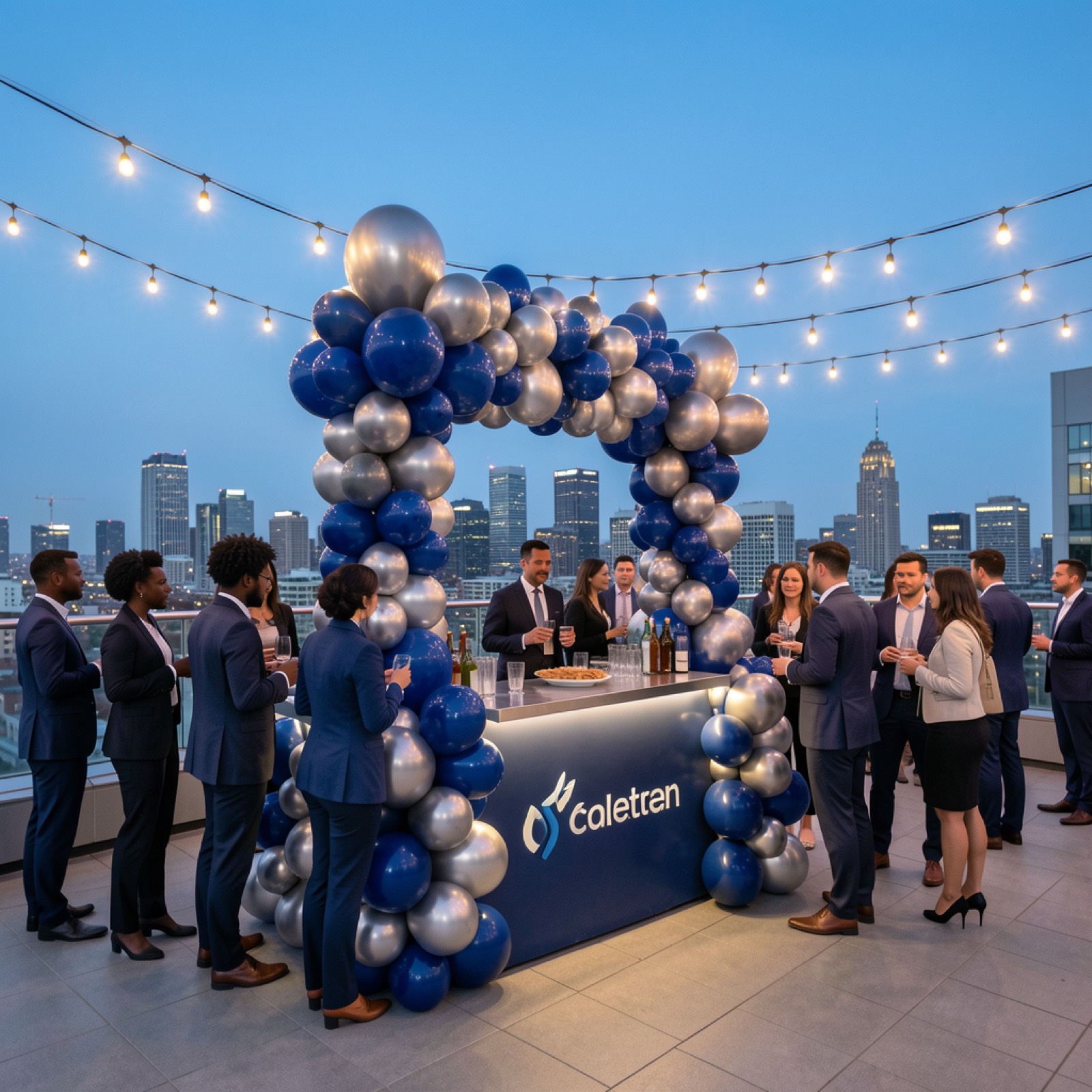 Balloon Bar set up on a city rooftop